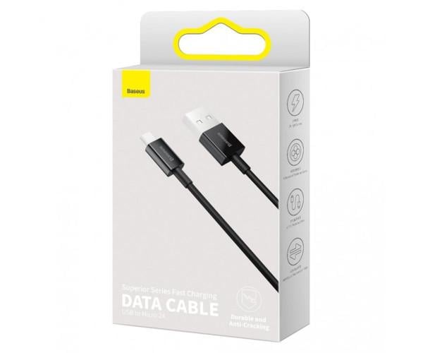 Кабель Baseus CAMYS-01 microUSB Data 2 A 1 м Black - фото 2