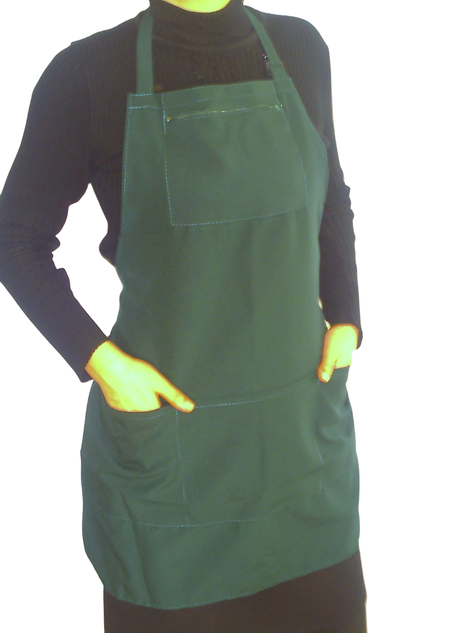 Фартук рабочий Apro габардин с нагрудником и карманами Темно-зеленый (1044014)