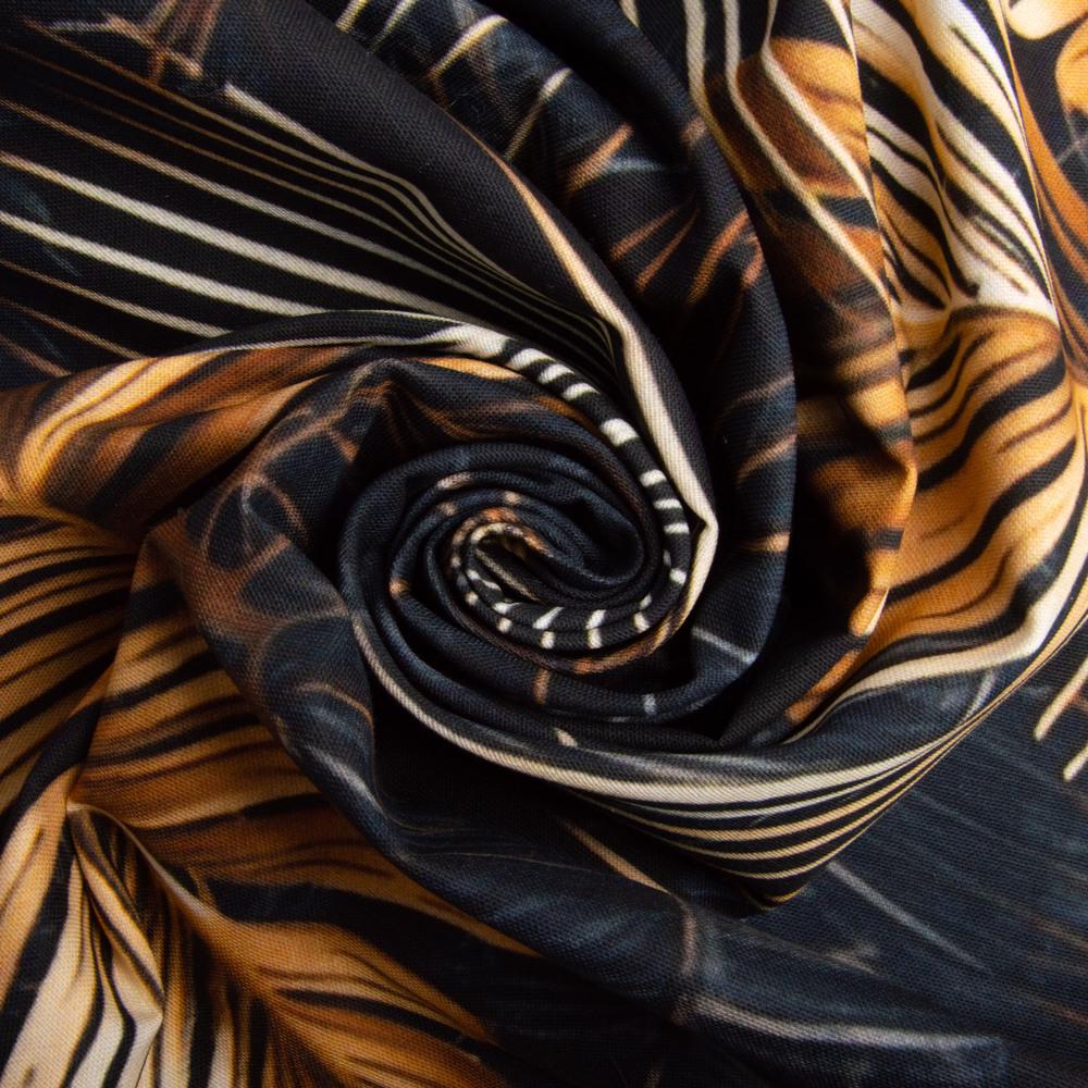 Ткань декоративная скатерная Лист папоротника с водоотталкивающей пропиткой 220 гр/м2 180 см Черный (25807)