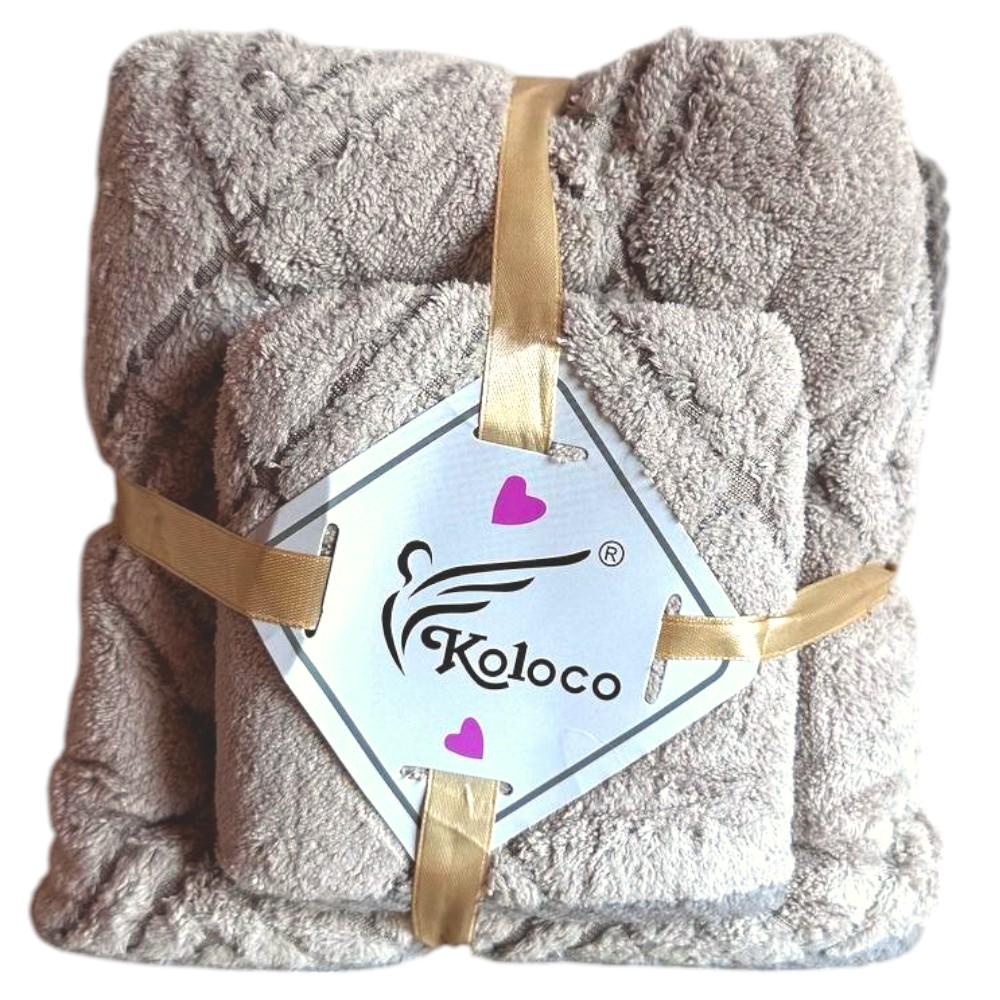 Набір рушників Koloco мікрофібра 70х140/35х75 см Світло-бежевий (41072)