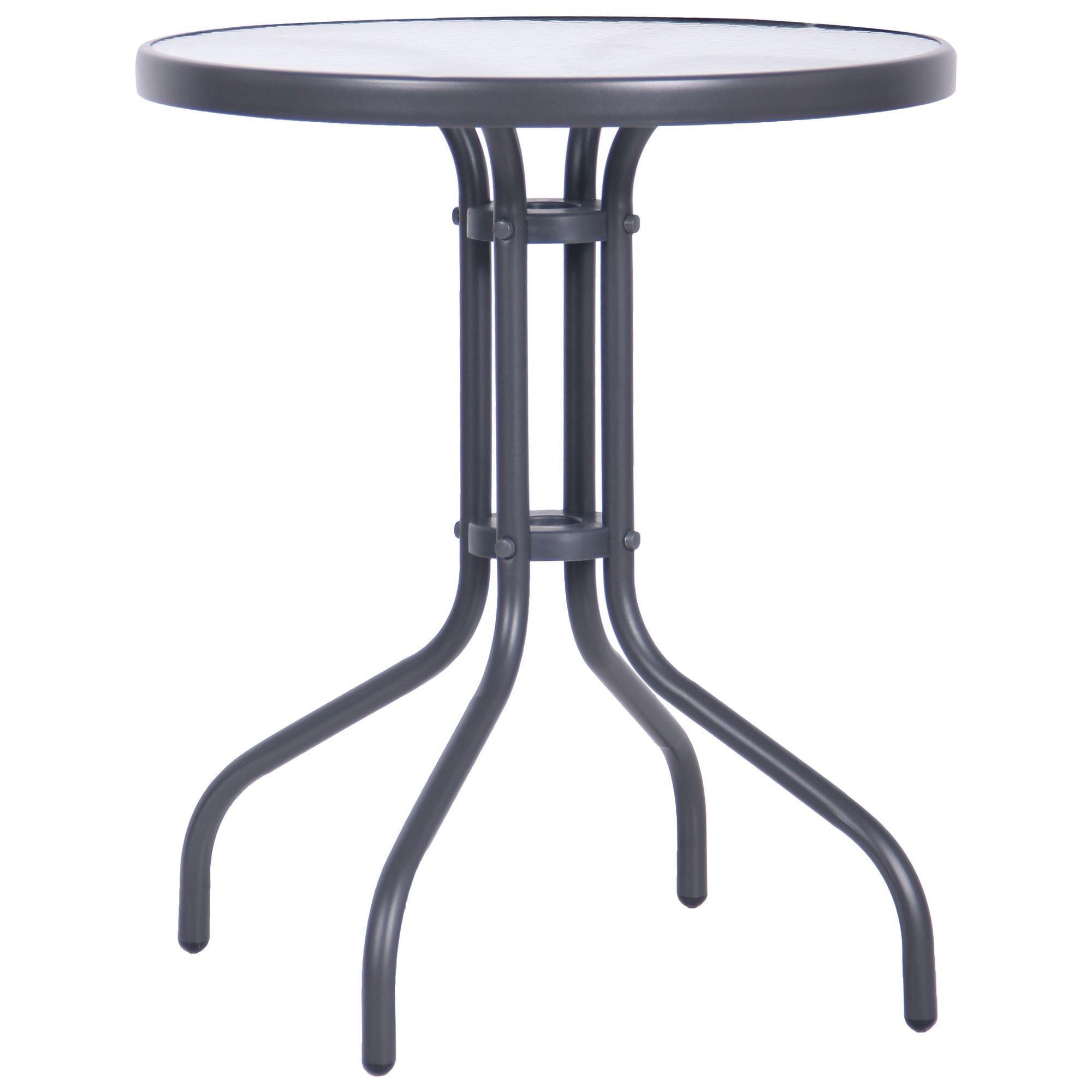 Стіл обідній круглий AMF Rico з сталі та загартованого скла 600х600 мм Темно-сірий/Прозорий (546818)