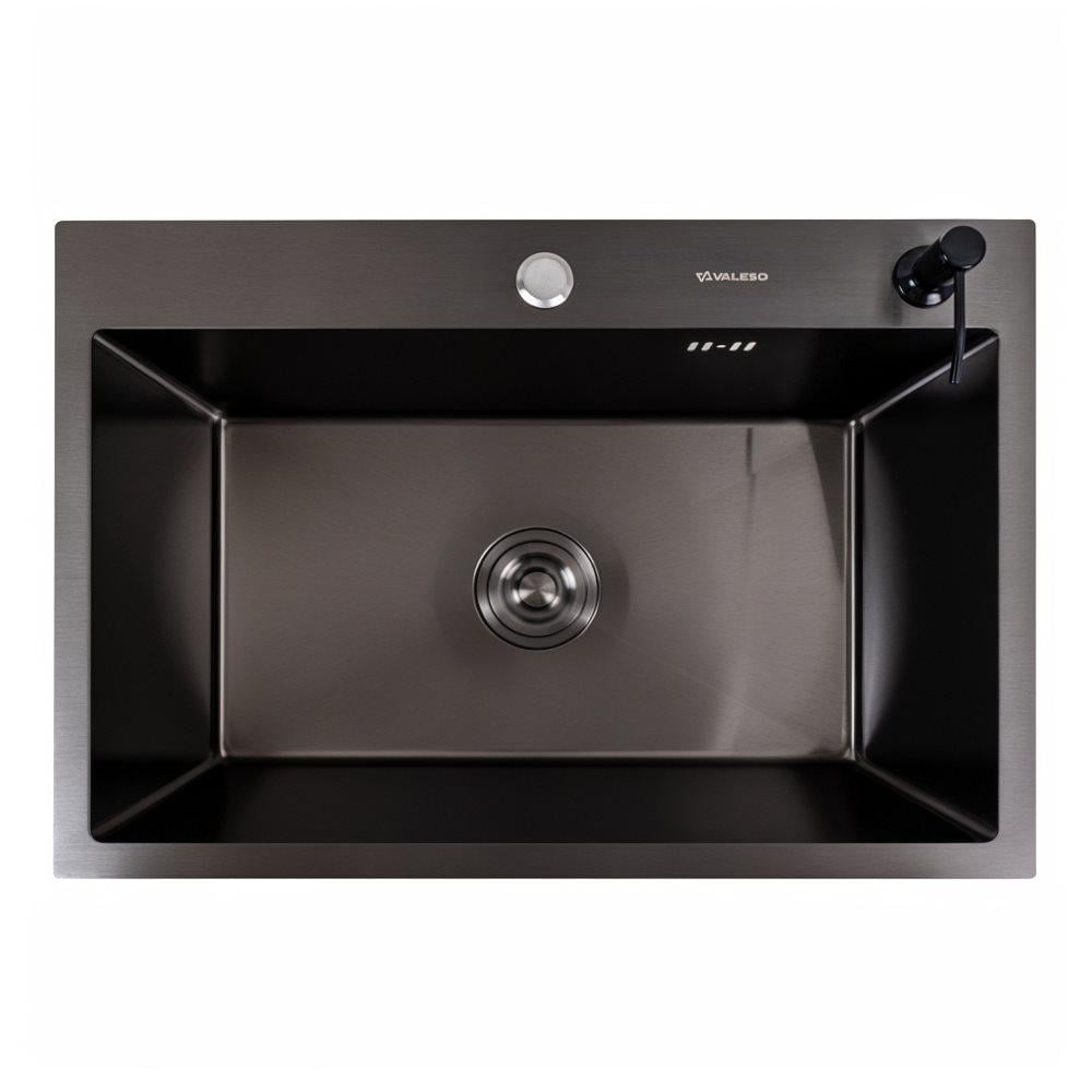 Мийка кухонна PVD Valeso Handmade сифон круглий 3,0/0,8 65х45 Чорний