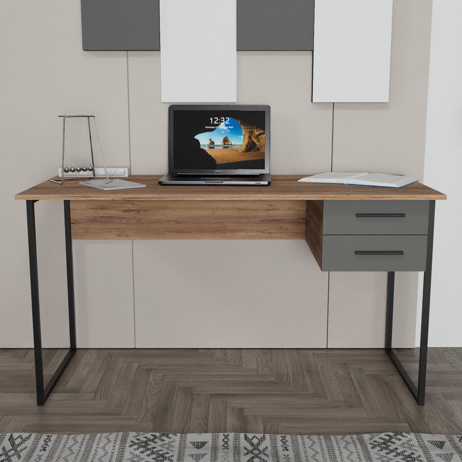 Письмовий стіл Оксфорд 2 ДСП 1400х600 мм Аліканте/Сірий Графіт/Чорний (PS-2-0021)