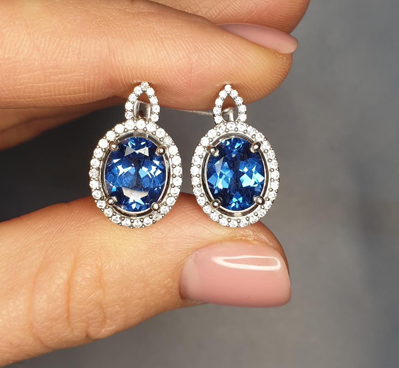 Серьги серебряные с кварцем London Blue Эстель 5,98 г (1353787142)