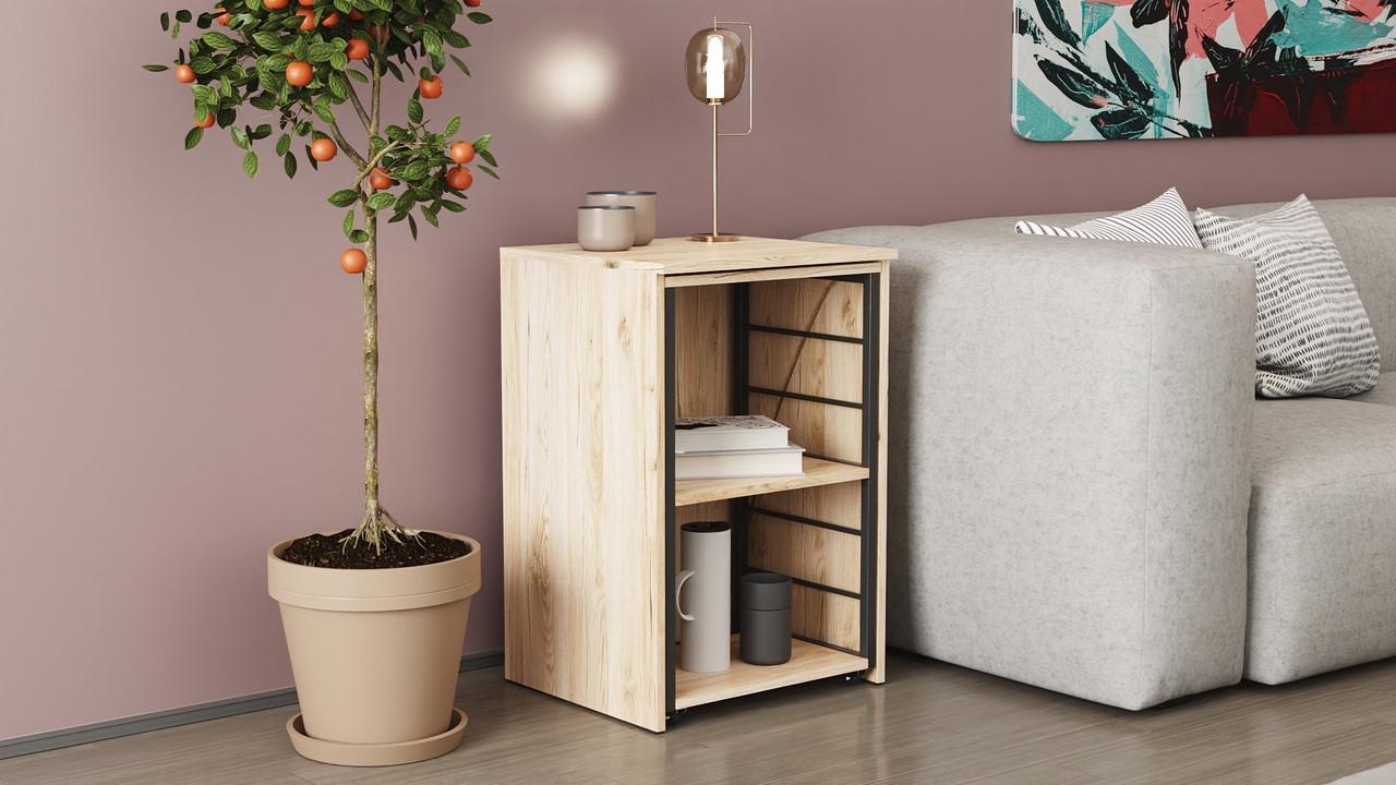 Стіл-тумба трансформер Ferrum-decor Смарт 2/2 метал/ДСП 16 мм 750x1450x600 мм Чорний/Дуб Сан-Марино (FRD-105103) - фото 2 Стіл-тумба трансформер Ferrum-decor Смарт 2/2 метал/ДСП 16 мм 750x1450x600 мм Чорний/Дуб Сан-Марино (FRD-105103) - фото 2