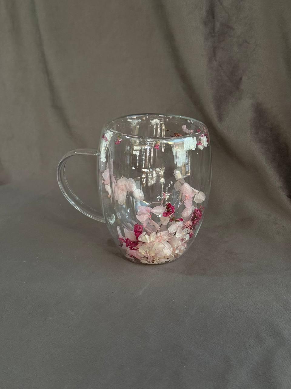 Чашка з подвійним дном Olens Рожева чарівність із сухоцвітами 350 мл (102-1251) - фото 1 Чашка з подвійним дном Olens Рожева чарівність із сухоцвітами 350 мл (102-1251) - фото 1