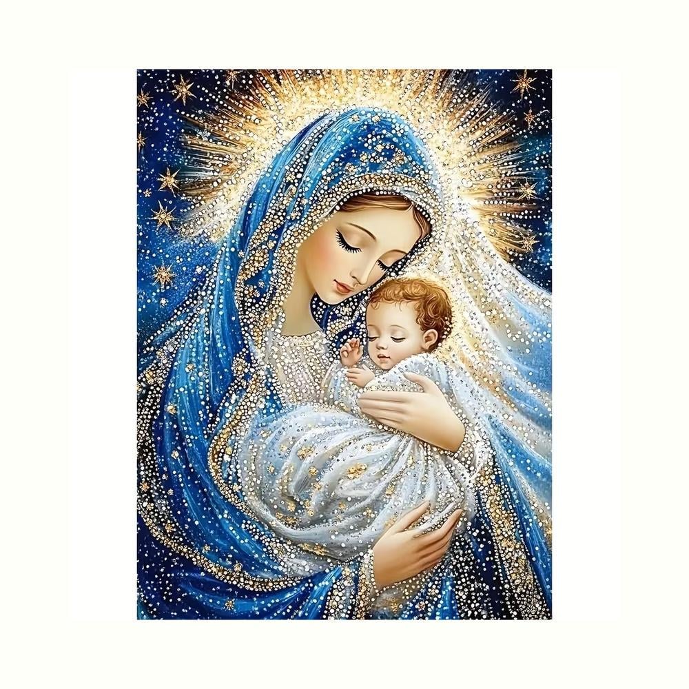 Алмазная мозаика Дева Мария с Иисусом 5D 20х25 см Разноцветная (3000003992)
