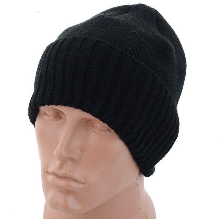 Шапка вязанная на флисе комфорт Черный (2386075502)