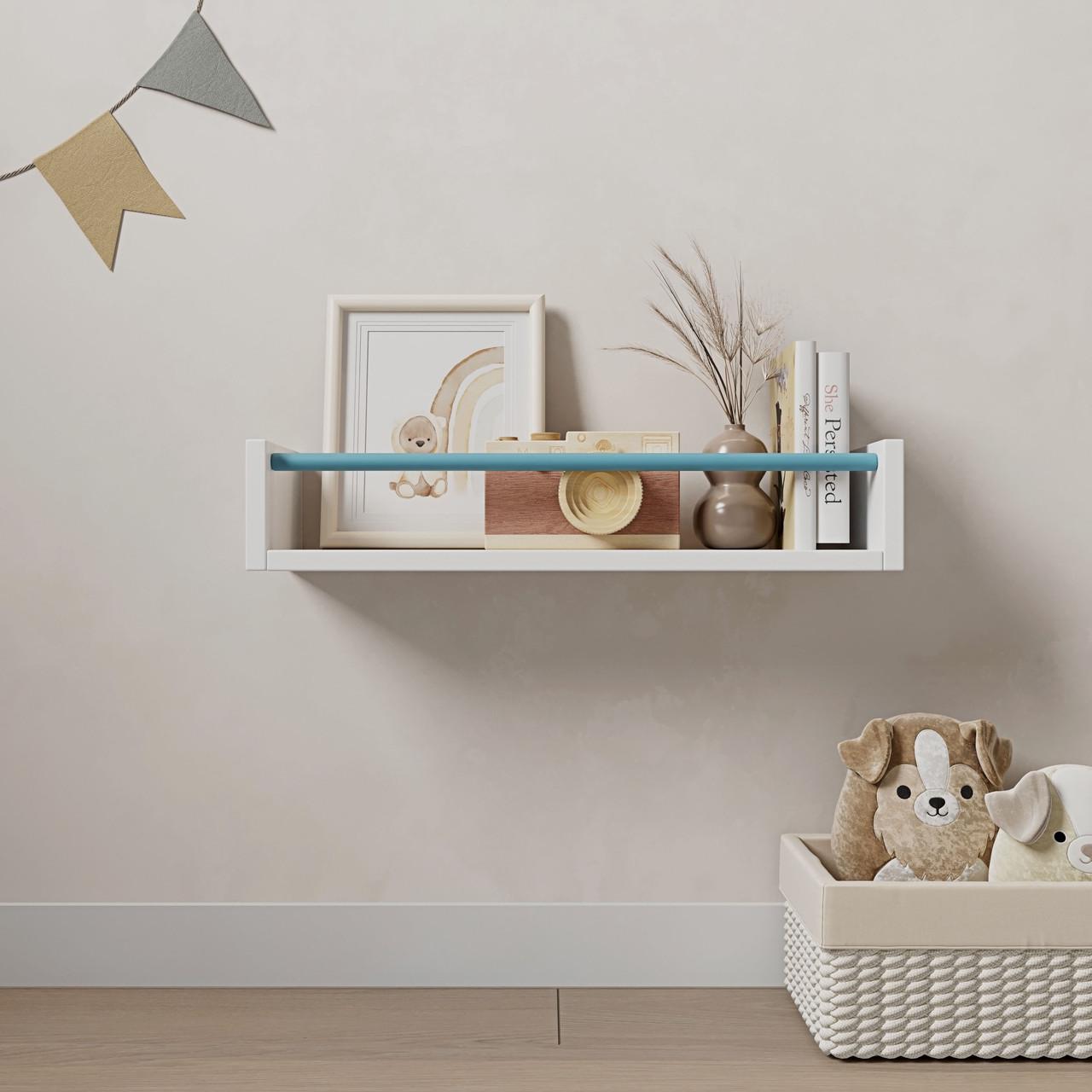 Полка настенная DNP-2 для книг детская с нагелем 500х150х100 мм Белый/Синий (22103610)