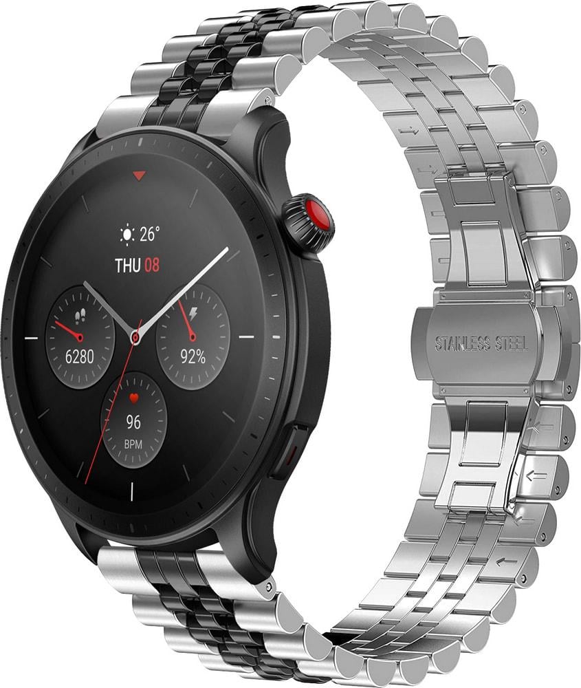 Браслет металевий Stech Line для Amazfit GTR 4 (22 мм) Silver Black (31090-69)