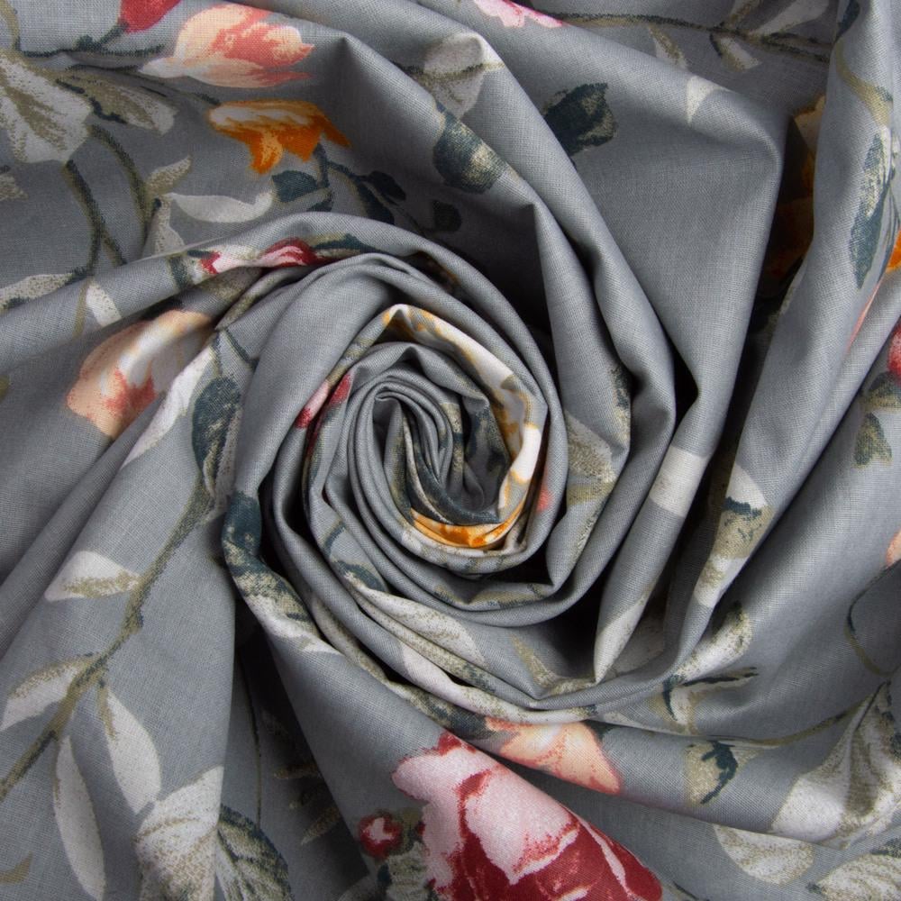 Ткань бязь ранфорс для постельного белья 12.27287/3 Клематис 130 гр/м2 240 см Темно-серый (25936)