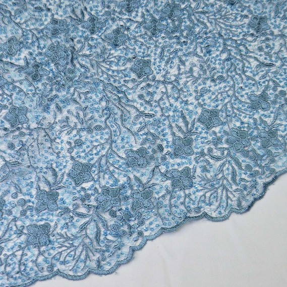 Ткань гипюр-пайетка IDEIA Соломия 1,3 м Деним (2200004179995)