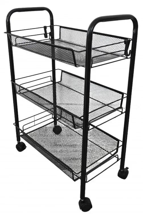 Етажерка 3-х ярусна на коліщатках Чорний (VEN-S3)