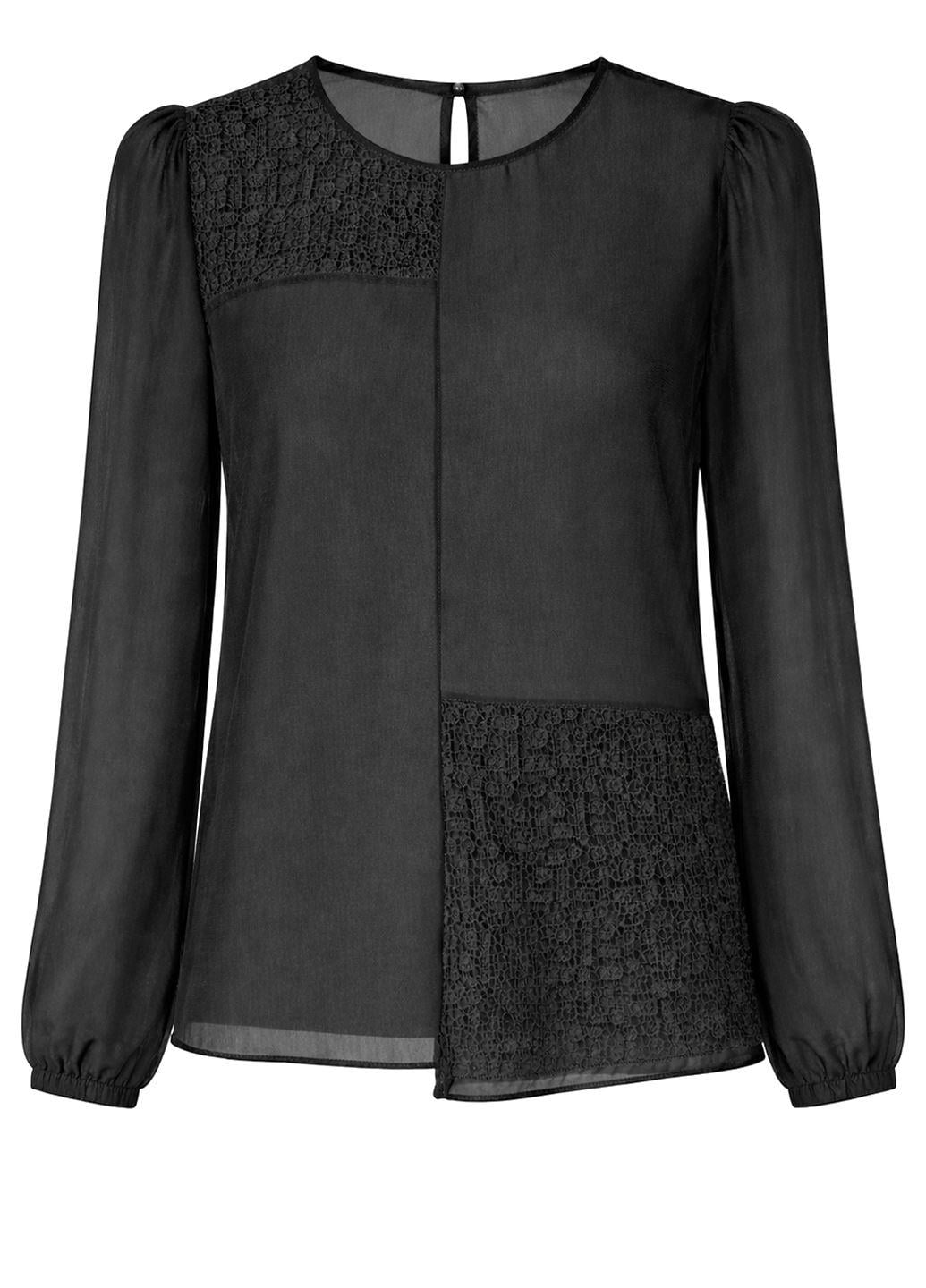 Блузка женская Uttam Boutique London шифоновая M Черный (STK002302-02)