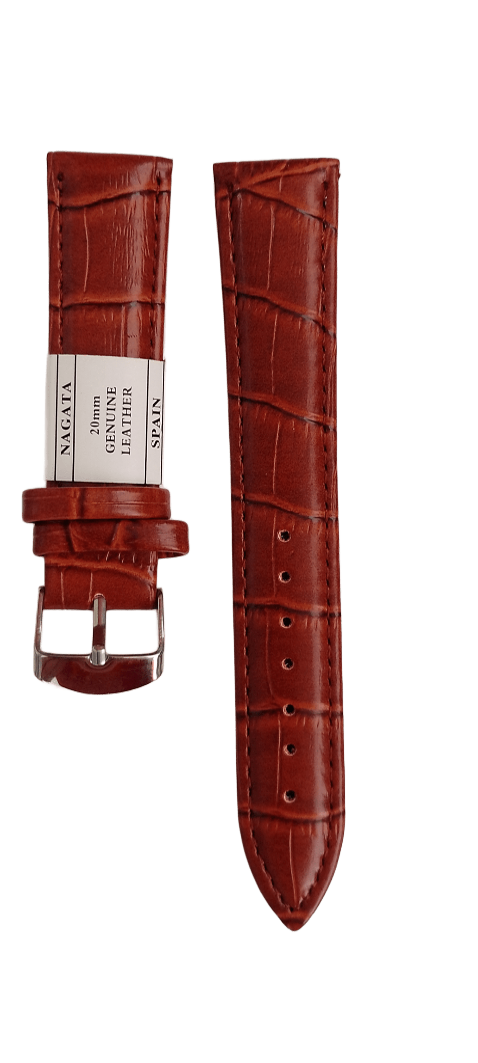 Ремешок для часов кожаный крокодил 20х180 мм Коричневый (4055)