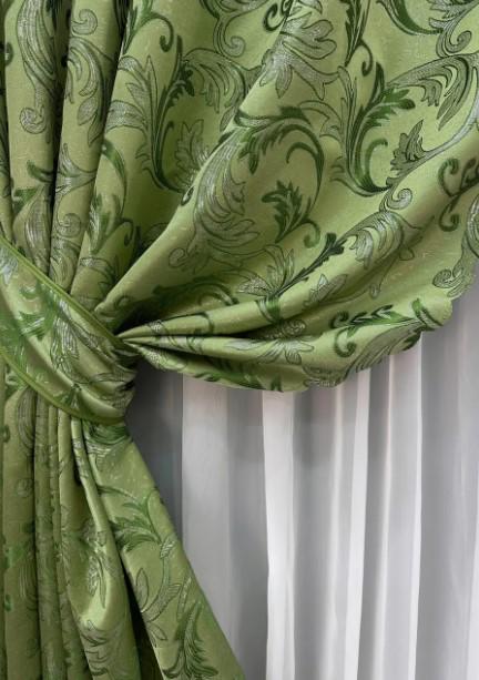 Тканина для штор жакард Завиток 1,45 м Зелений (1644ш) - фото 7 Тканина для штор жакард Завиток 1,45 м Зелений (1644ш) - фото 7