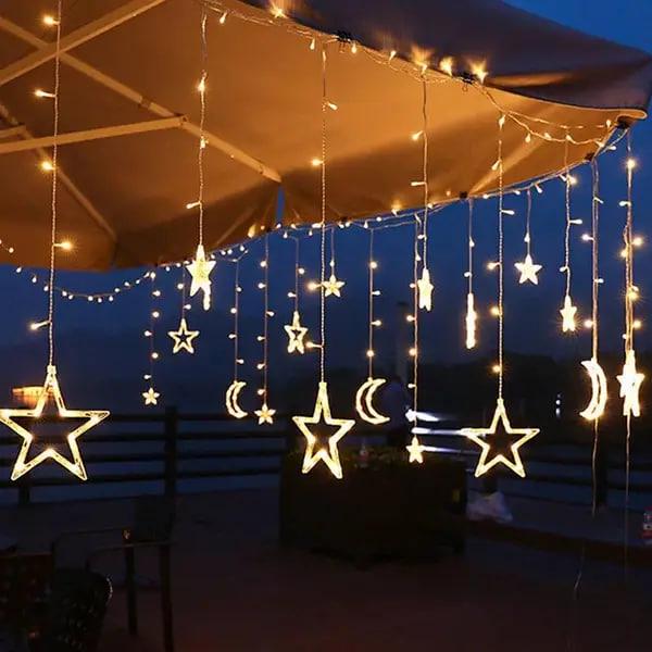 Гірлянда Зірки з місяцем силіконовий дріт 3 м Білий теплий (544444)