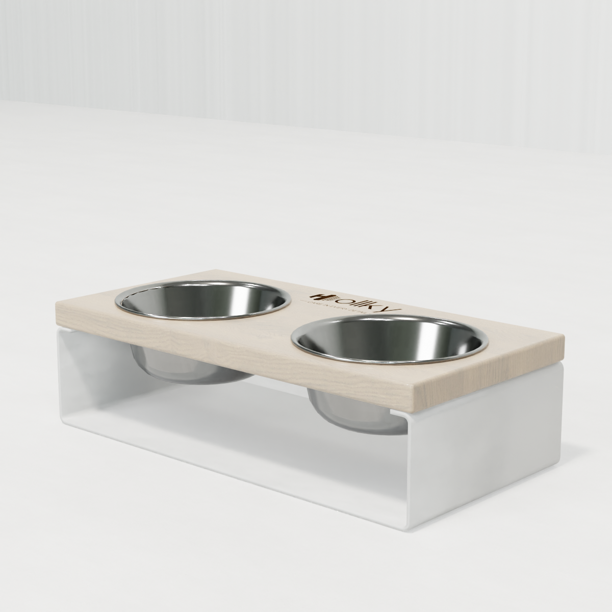Миски на підставці з цільного металевого листа для собак і котів Hollky SteelWood S 2х0,45 л (SWS-36188-WHWH) - фото 5