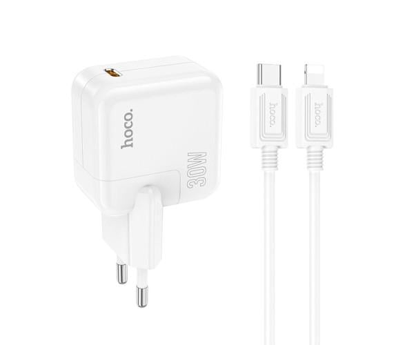 Пристрій зарядний мережевий Hoco C112A Advantage PD30W/QC3.0 Type-C to Lightning White
