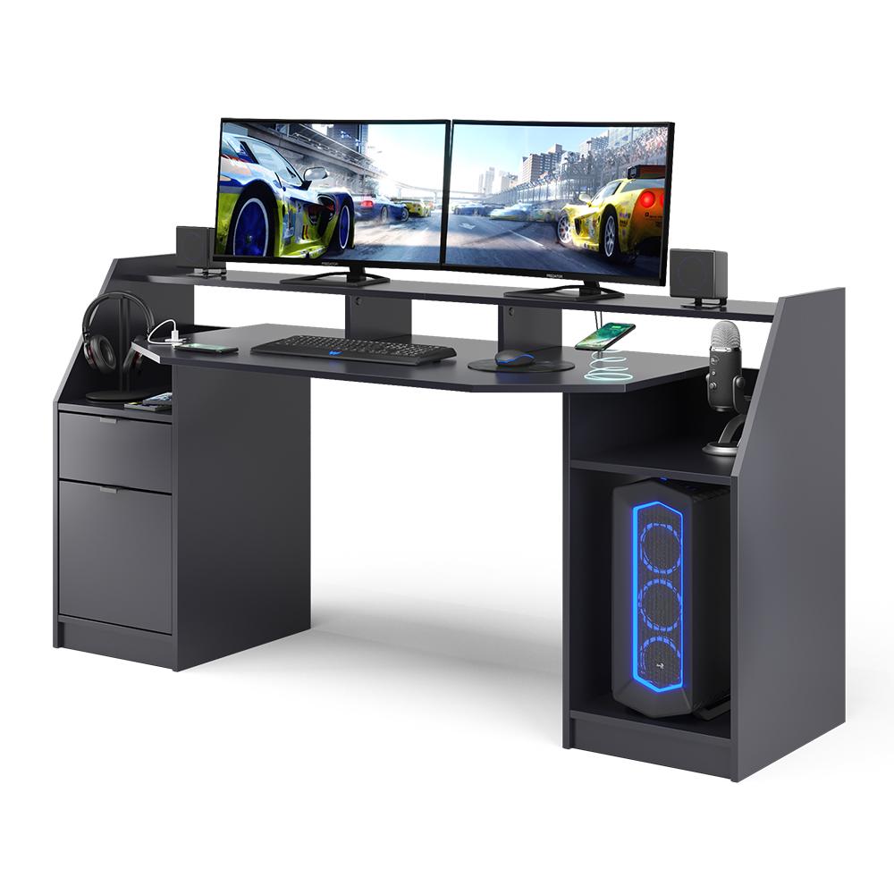 Геймерський стіл з зарядкою QI і USB Vicco Joel Big Чорний - фото 5 Геймерський стіл з зарядкою QI і USB Vicco Joel Big Чорний - фото 5