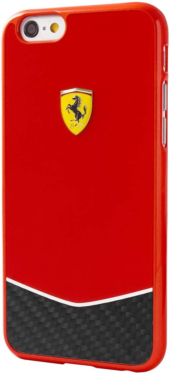 Чохол-накладка Ferrari Scuderia Hard Case Glossy with Real Carbon Fiber Bottom iPhone 6/6S, Red (FECBBHCP6RE)