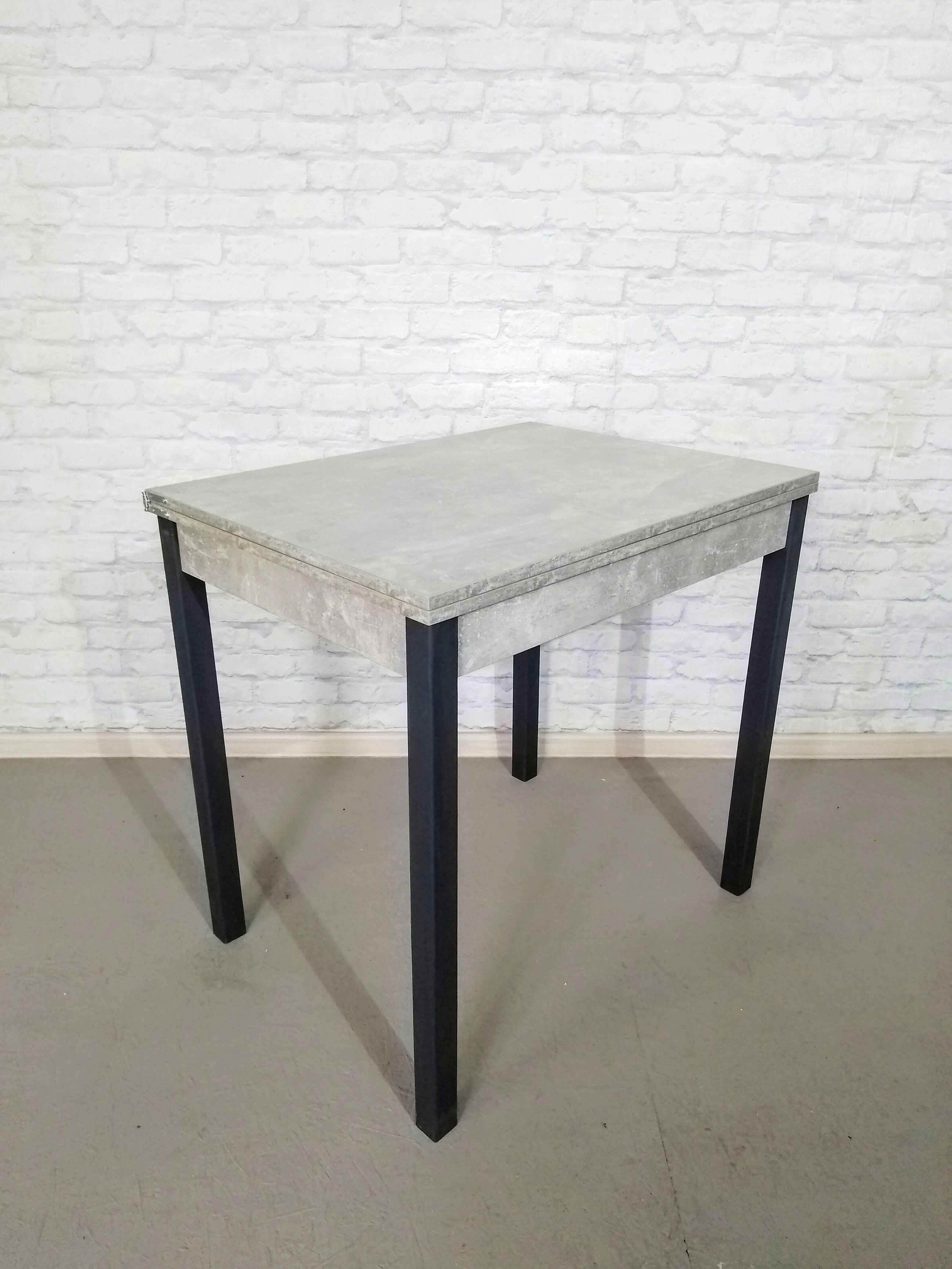 Обідній стіл Вента розкладний ніжки дерев'яні 80х60х75 см Бетон/Графітовий (0008)