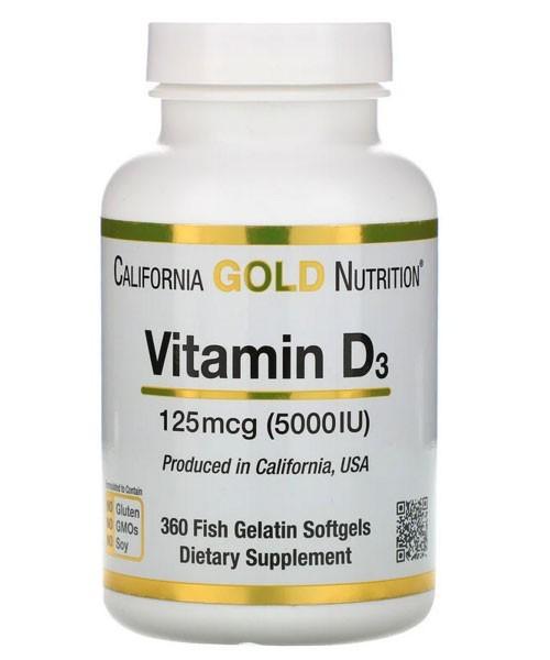 Вітамін D3 California Gold Nutrition 5000 МО 360 капсул (898220010660)