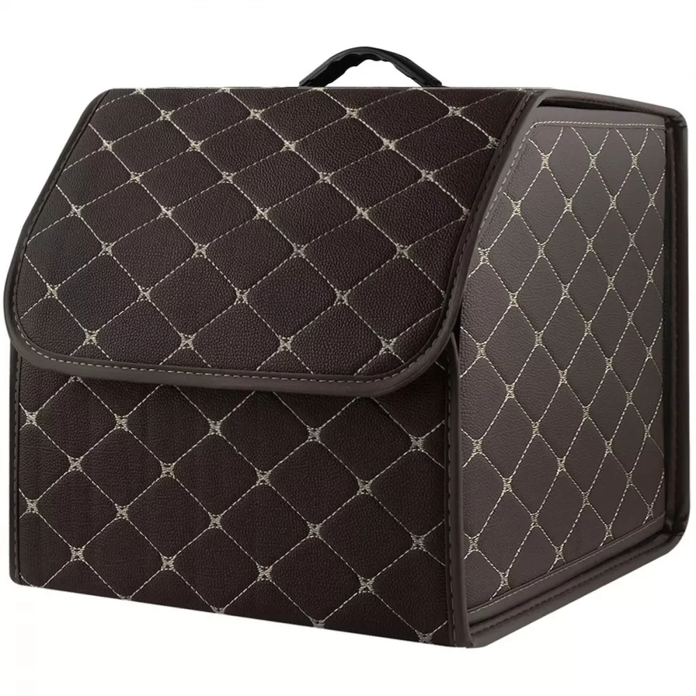 Органайзер в багажник автомобиля 34х30х30 см Коричневый с золотой нитью