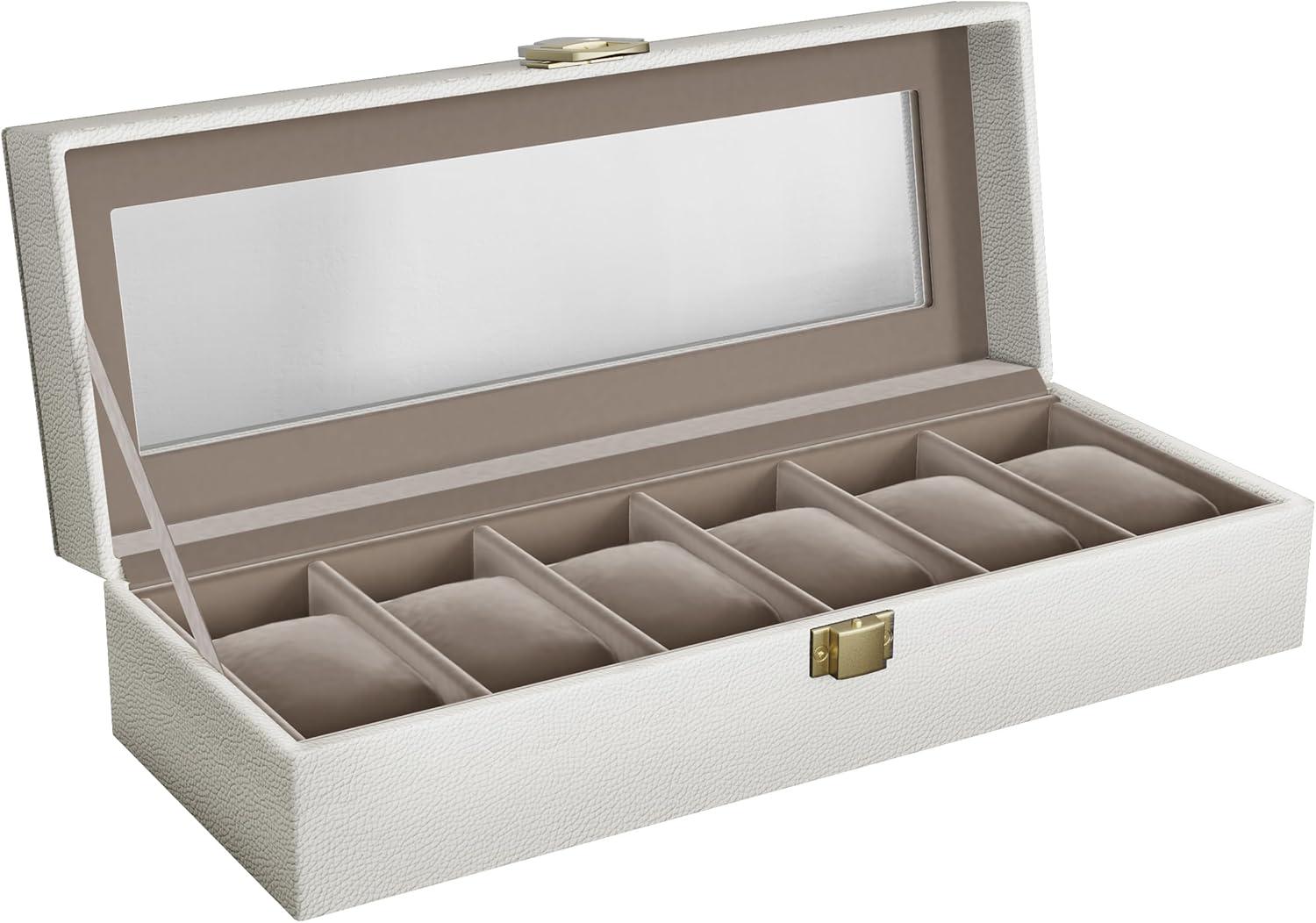 Шкатулка SONGMICS для зберігання годнників 6 шт. Білий Шкатулка SONGMICS для зберігання годнників 6 шт. Білий