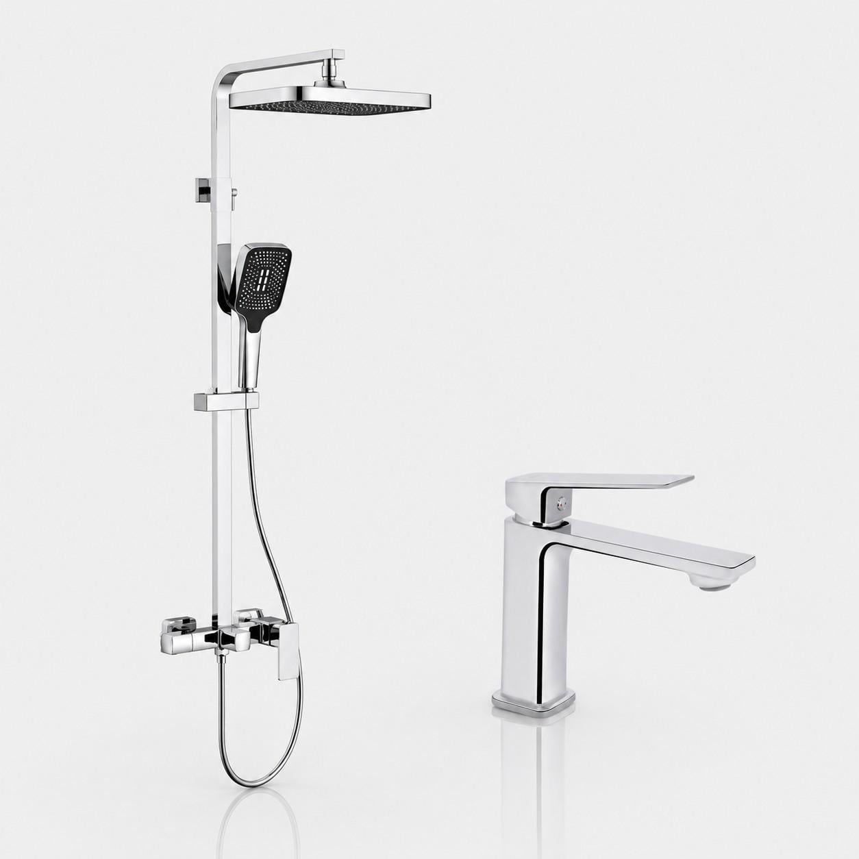 Комплект в ванну Qtap Capricorn Chrome 2в1 Душевая система на 3 потребителя/смеситель для раковины Qtap Capricorn Комплект в ванну Qtap Capricorn Chrome 2в1 Душевая система на 3 потребителя/смеситель для раковины Qtap Capricorn