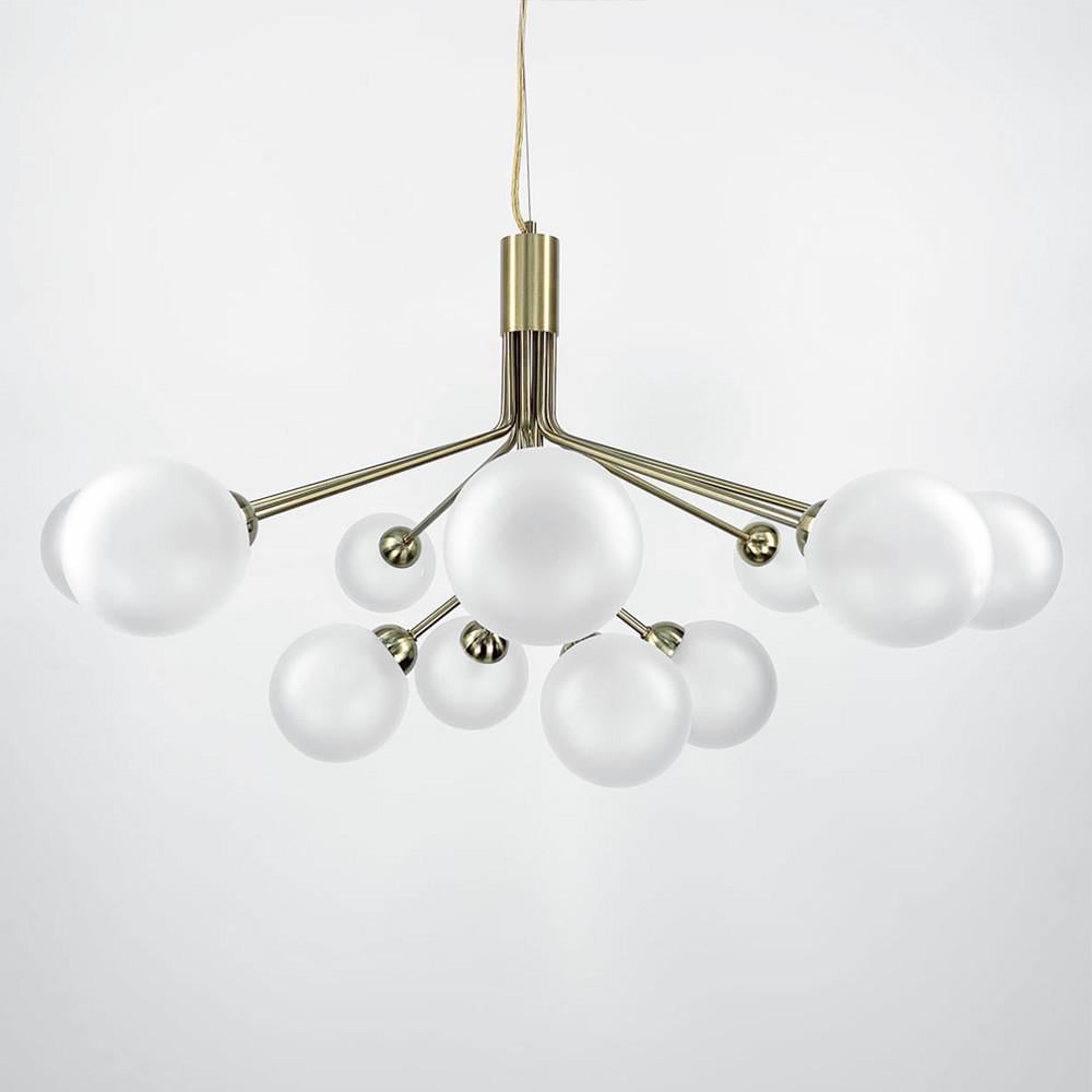 Люстра элегантная на 12 матовых плафонов Латунь (J 061/12) - фото 1 Люстра элегантная на 12 матовых плафонов Латунь (J 061/12) - фото 1