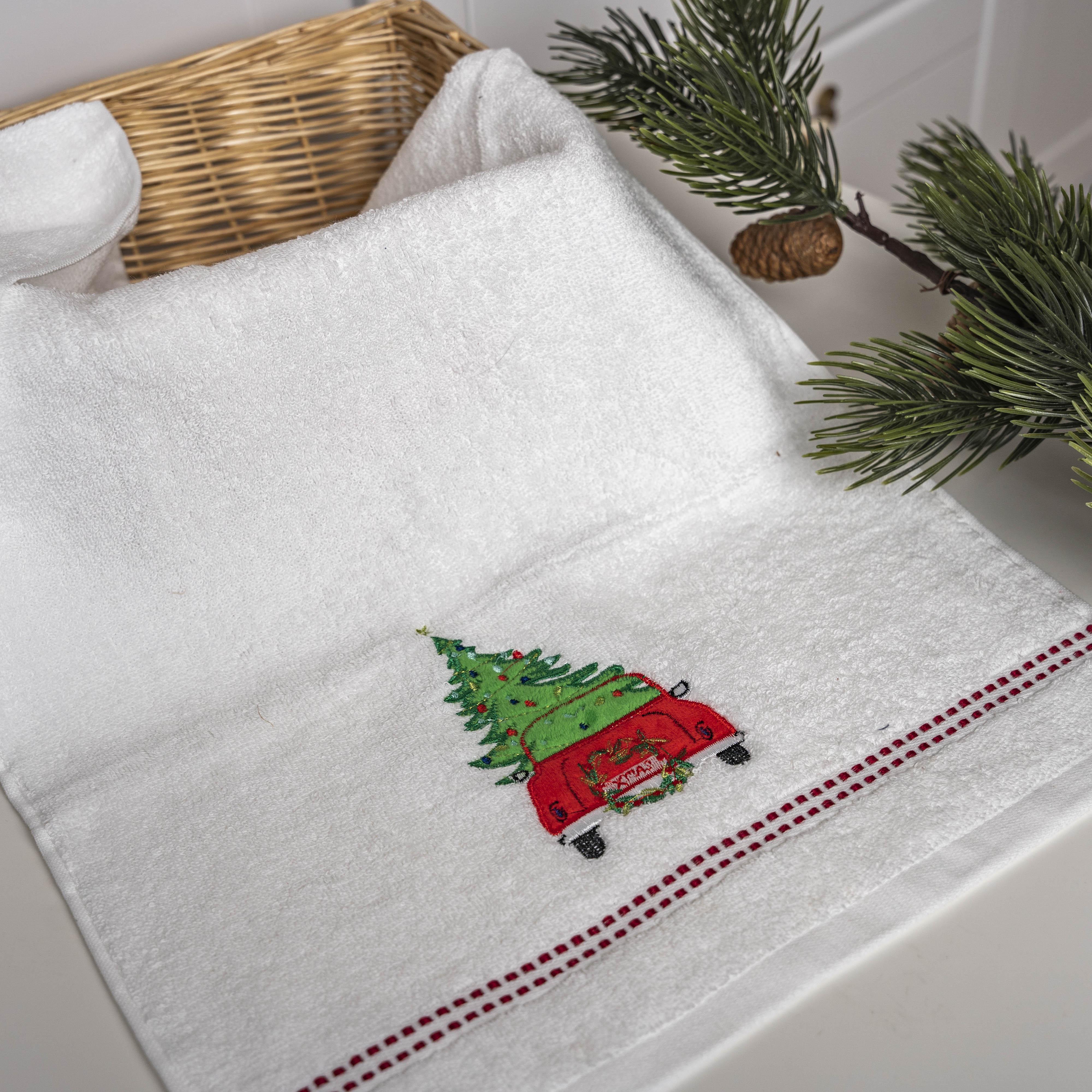 Кухонные полотенца новогодние 35x75 см Белый (88848)