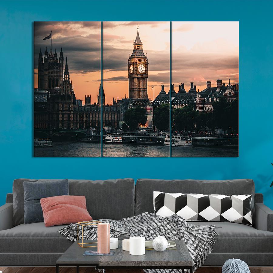 Картина город Биг-Бен на закате 78x48 см (A743-3)