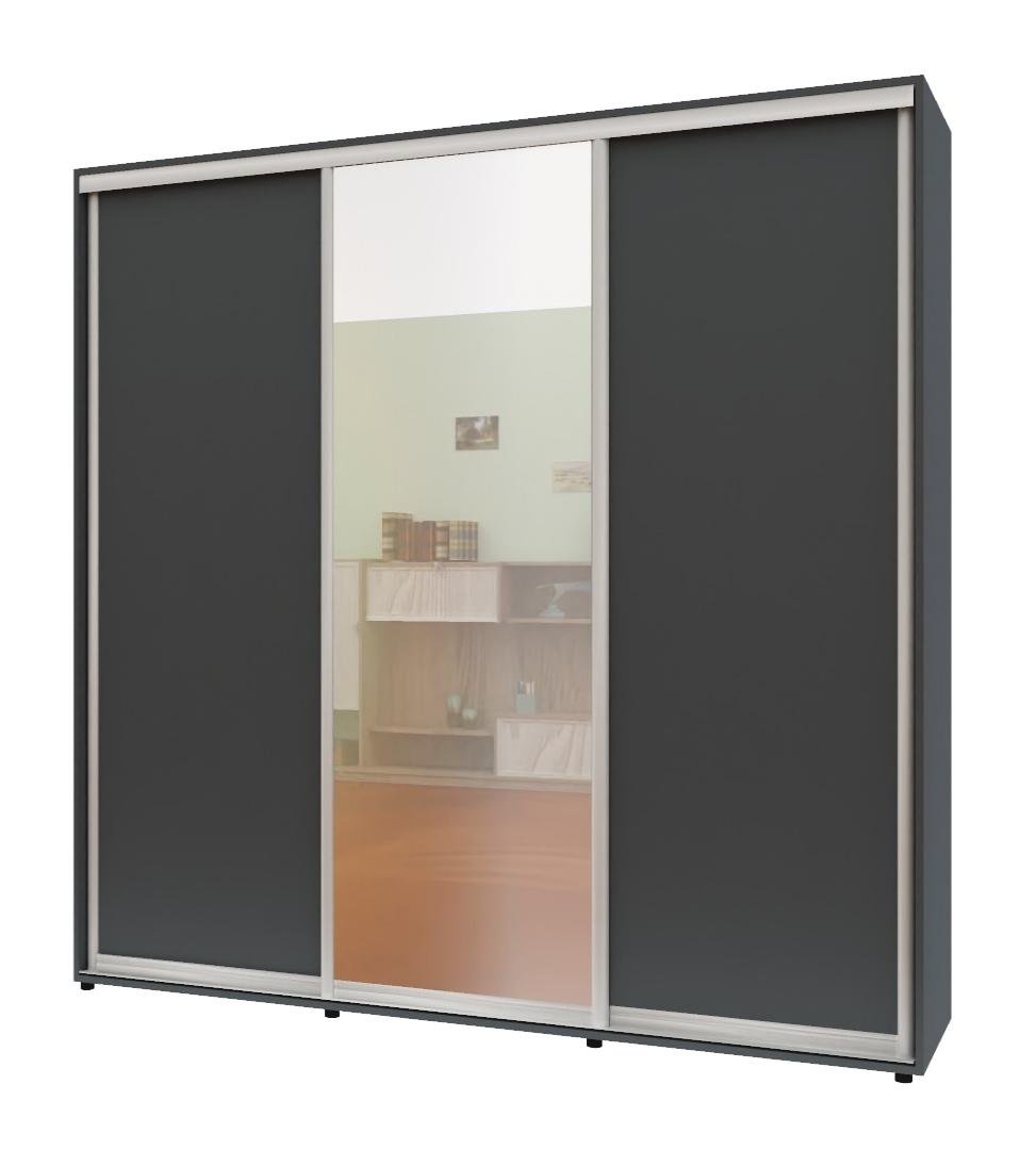 Шкаф-купе трехдверный Комфорт Мебель ДСП/Зеркало/ДСП Макси 220х60х240 см Графитовый