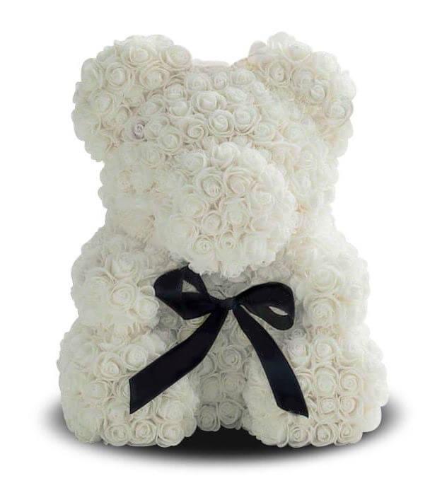 Мишка из роз 3D Teddy Flower 25 см Белый