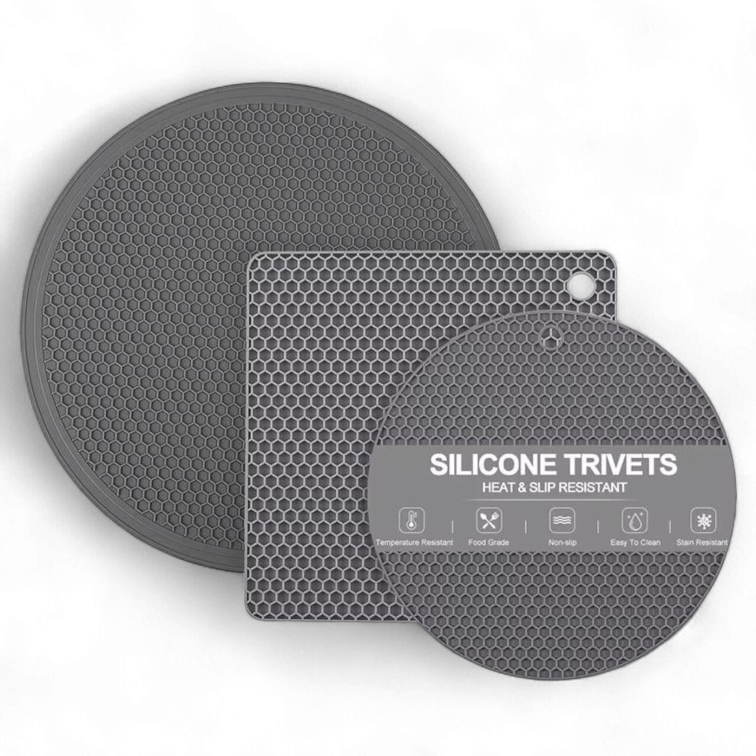 Подставки под горячее силиконовые 3 шт. Серый