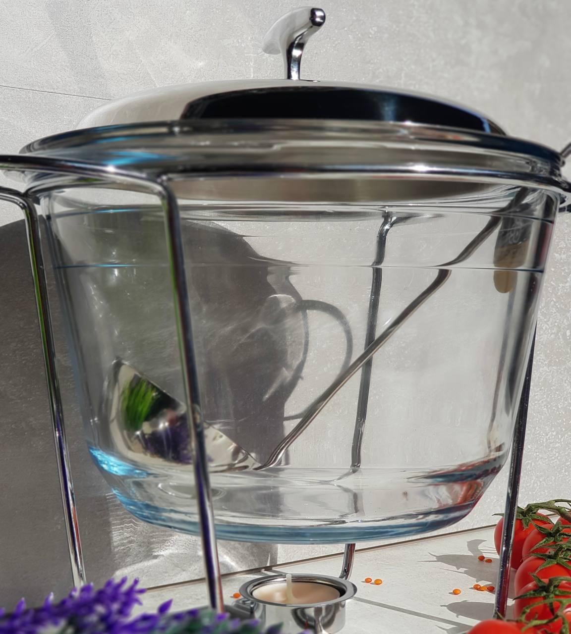 Марміт настільний зі скляною ємністю з підігрівом на підставці 4 л (EB-1445) - фото 2