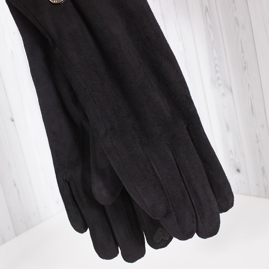 Рукавички жіночі зі штучної замші D1682-1T демісезонні 7"-7,5" Чорний (2817015137) - фото 4 Рукавички жіночі зі штучної замші D1682-1T демісезонні 7"-7,5" Чорний (2817015137) - фото 4