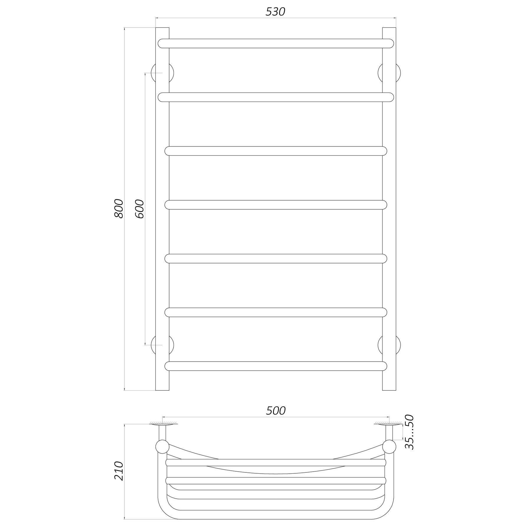 Полотенцесушитель UNIO Op W 800-500-7 Оливия с полкой (20860) - фото 4 Полотенцесушитель UNIO Op W 800-500-7 Оливия с полкой (20860) - фото 4