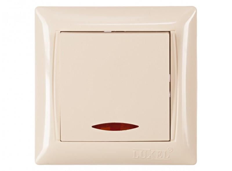 Выключатель одноклавишный с подсветкой PRIMERA Кремовый (3305)