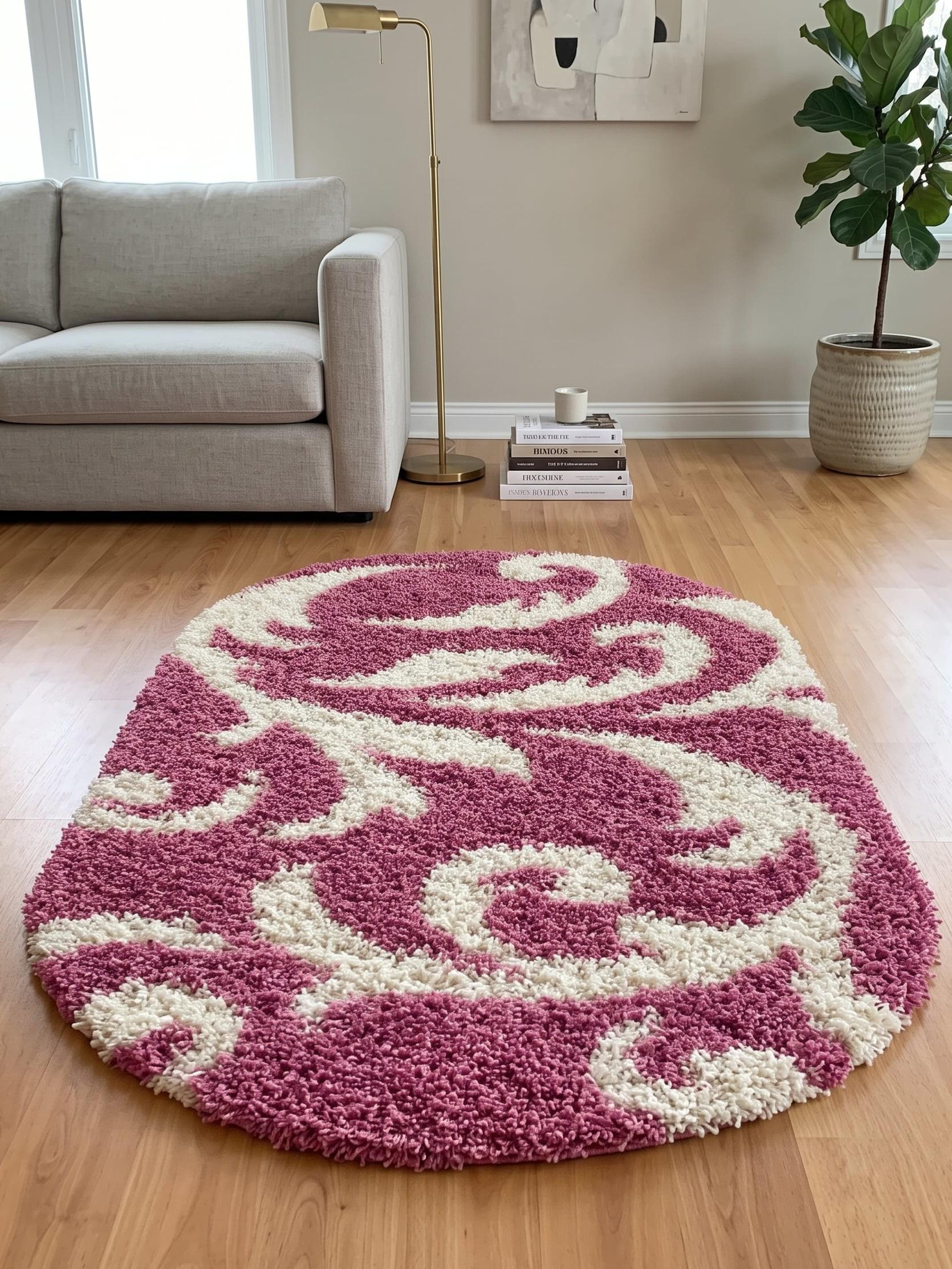 Ковер с высоким ворсом Loca 9161A овал 150x300 см Dark Pink (105541530) Ковер с высоким ворсом Loca 9161A овал 150x300 см Dark Pink (105541530)