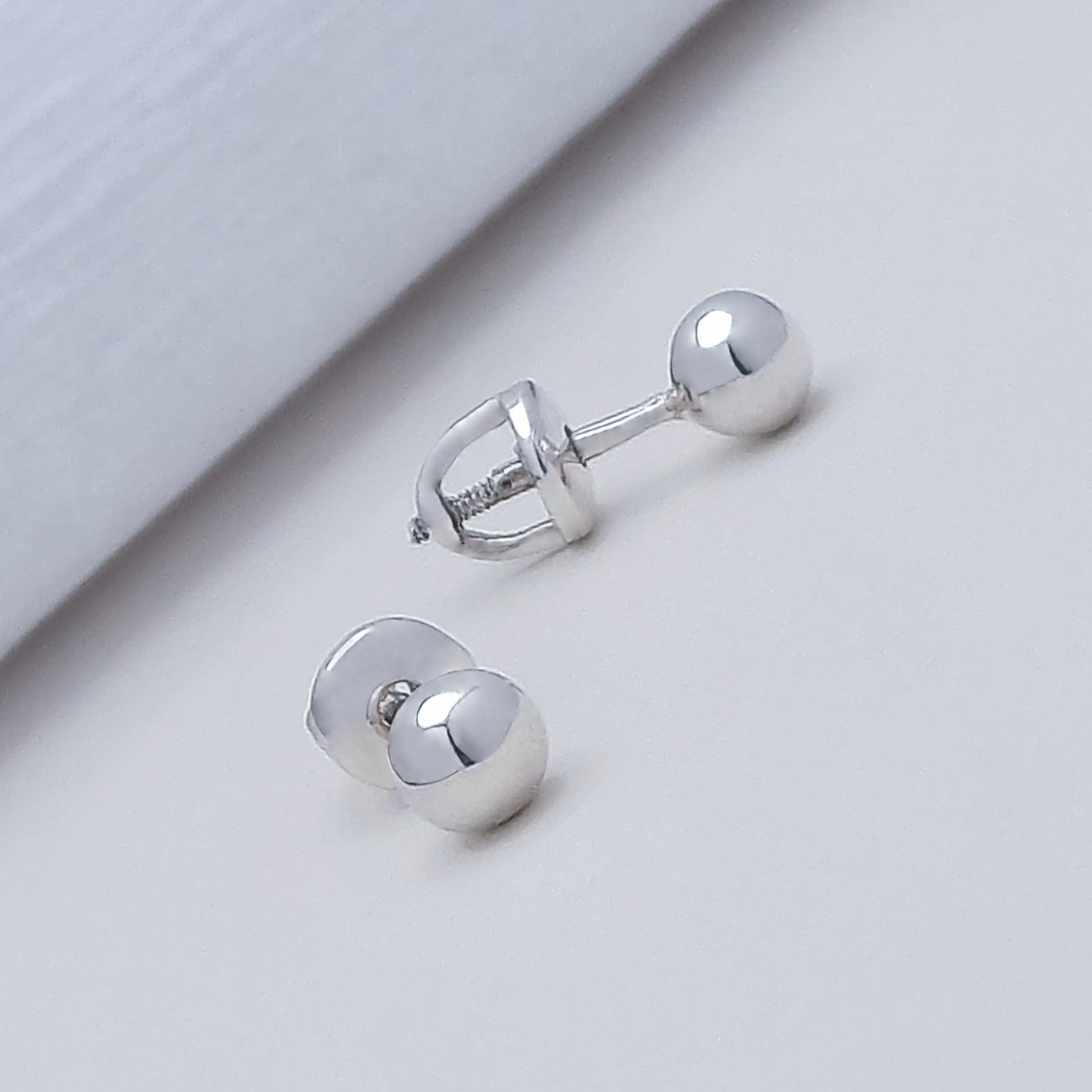 Серебряные серьги пусеты Сферы