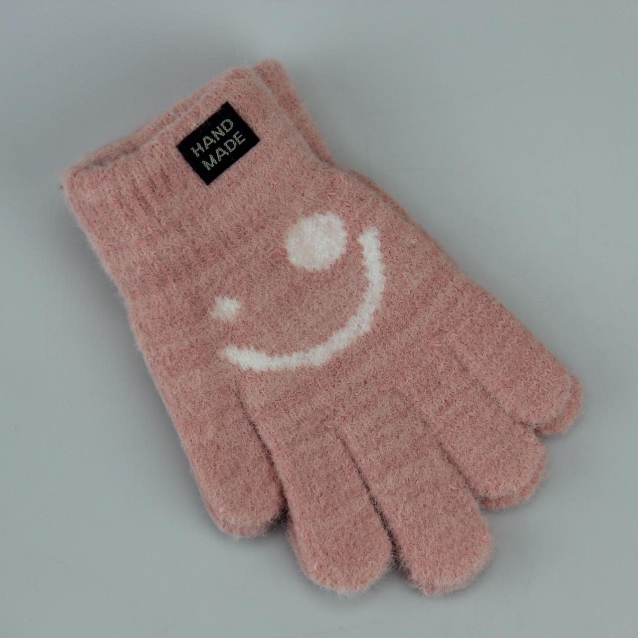 Перчатки для девочки Альпака шерстяные осень/зима 7-9 лет Светло-розовый (33678)