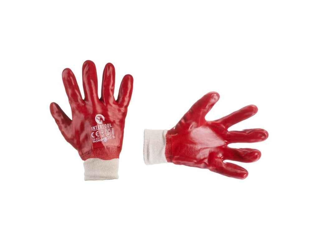 Перчатки рабочие Intertool SP-0006 маслостойкие р. 10,5 Красный (882701)
