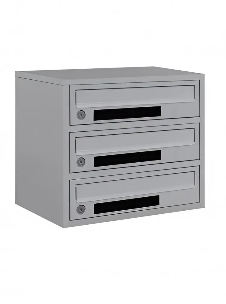 Ящик почтовый многосекционный Галіндустрія E2-03-С вертикальный из металла на 3 квартиры с окошком 390х250х345 мм Серый (124-119-000004792)