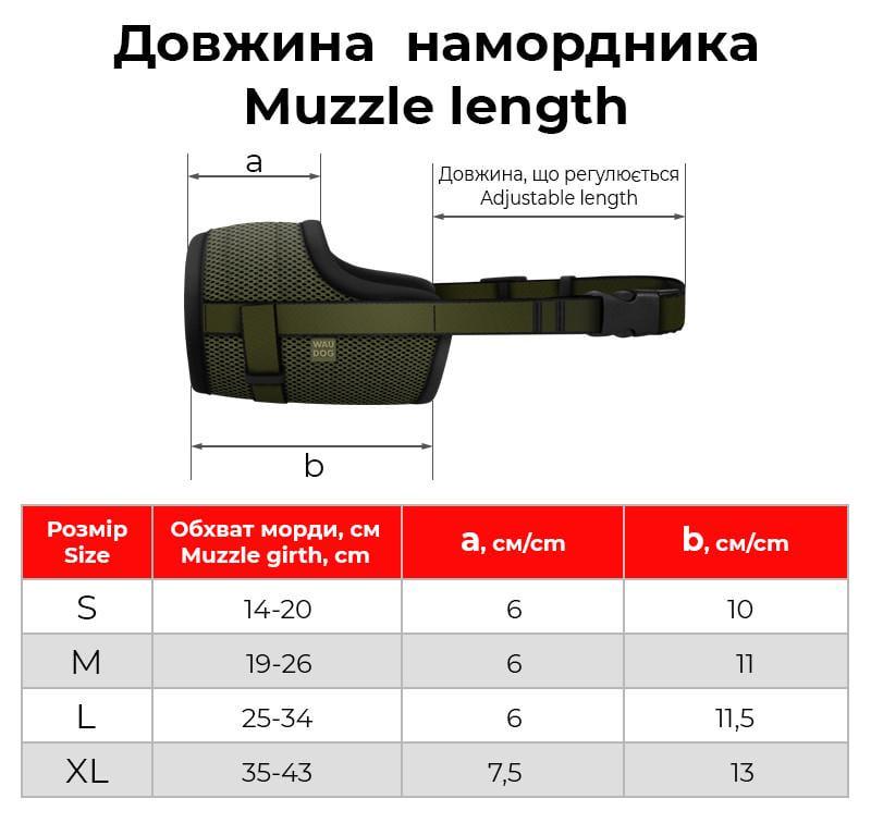 Намордник из сетки для собак Waudog PRO пластиковый фастекс охват морды 19-26 см S Хаки (689631) - фото 5 Намордник из сетки для собак Waudog PRO пластиковый фастекс охват морды 19-26 см S Хаки (689631) - фото 5
