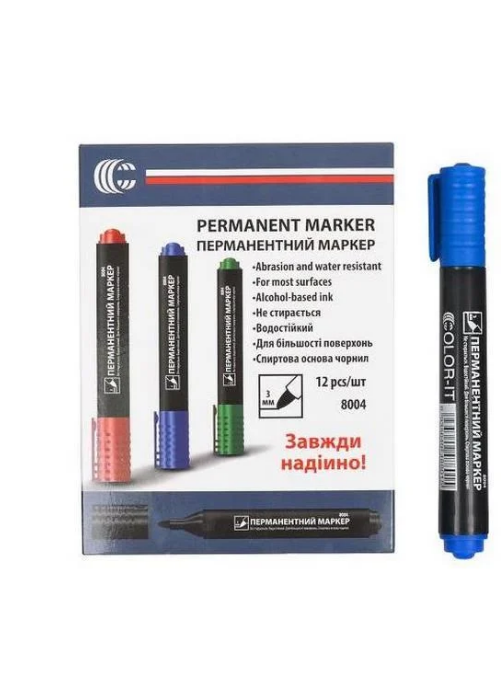 Маркер перманентный Bambi на спиртовой водостойкой основе Синий (WM-231-M-8)