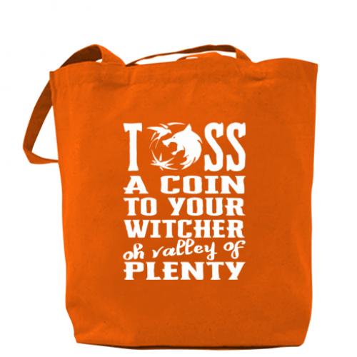 Шоппер Toss a coin to your witcher oh valley of plenty 37x41 см Оранжевый (4368473-9-108699) - фото 1