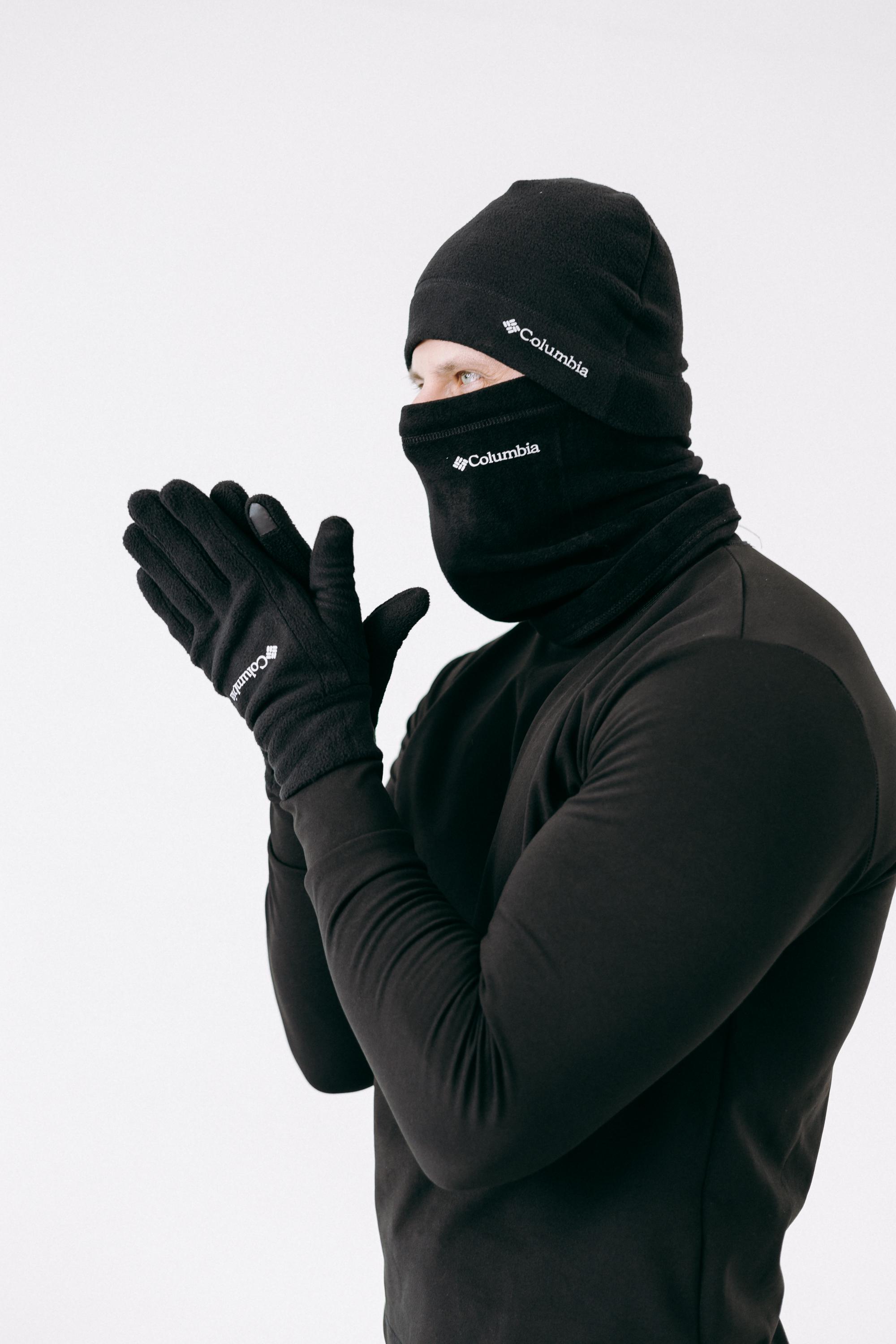 Комплект чоловічий Columbia шапка/рукавиці/бафф з флісу Чорний (73415)