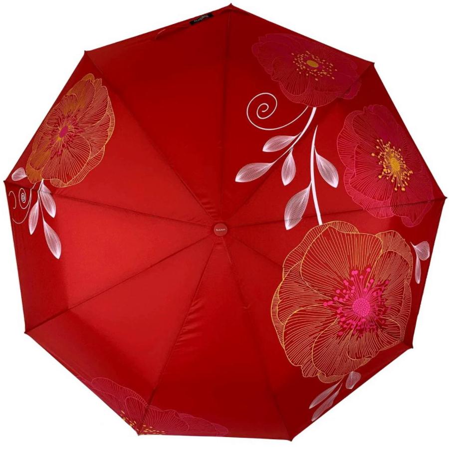 Парасолька Flagman напівавтомат з квітами Червоний (57219)
